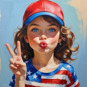 The little girl wearing a hat